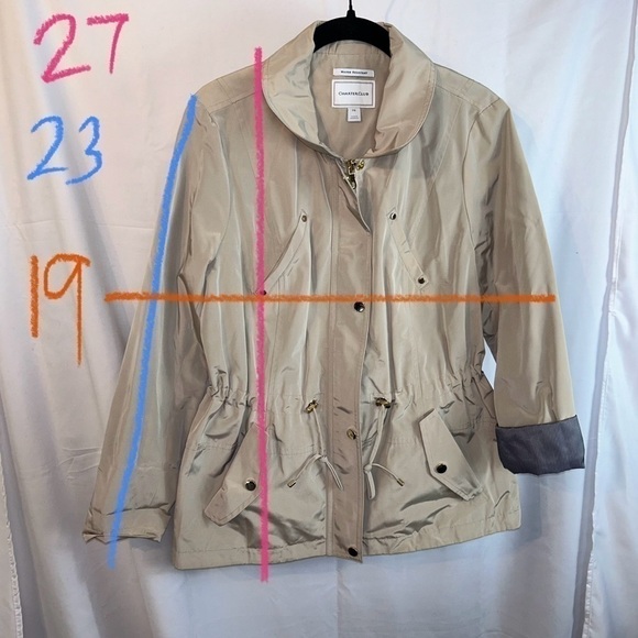 Charter Club Jacket Rain Coat Water Resistant Anorak Drawstring Waist Full Zip - Picture 2 of 9